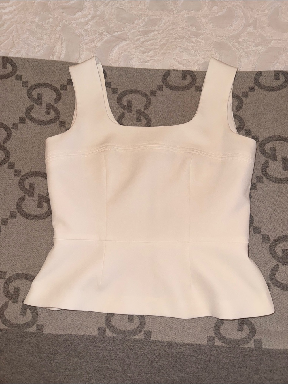 🌼 Femme White Peplum Tank Top with Square Neck